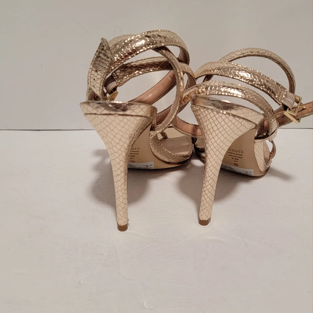 Schutz Women's courtney high metalic sn platina sandals size 9.5B.  New - Picture 6 of 12